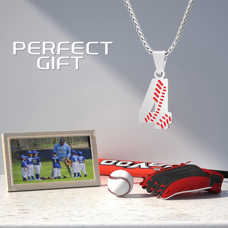 Wikavanli Personalized Baseball Jersey Number 00-99 Necklace - Stainless Steel Baseball Chain Pendant Necklace - Team Jewelry Gift for Boys, Girls, Men, Women - Image 4